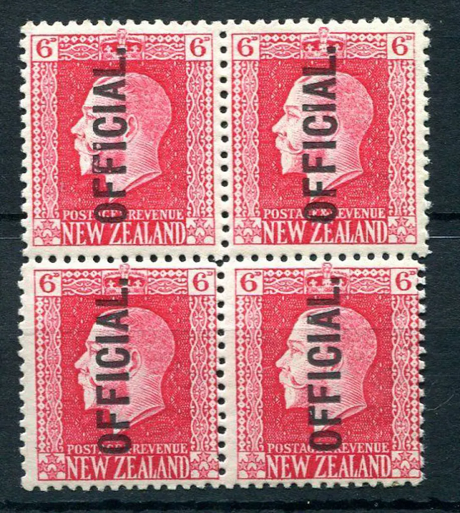 New Zealand 1915/27 6d carmine "2 perf" block of 4 ... Image 1++
