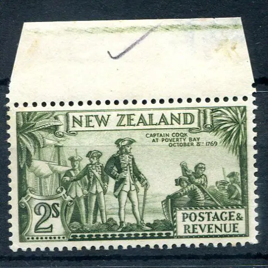 New Zealand 1935 2/- olive-green perf. 13½x14 with ...