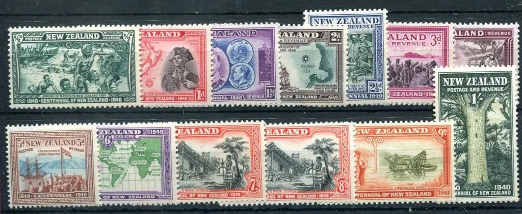 New Zealand 1940 ½d to 1/- Centennial set. 1/- ... Image 1++