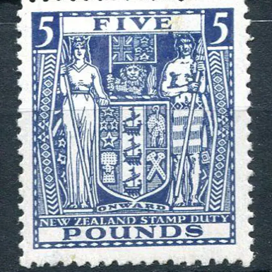 New Zealand 1940/58 £5 indigo blue Arms on ...