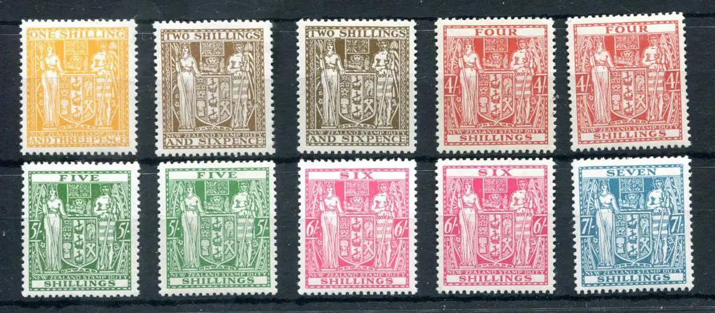 New Zealand 1940/58 1/3d orange -yellow Arms with ... Image 1++