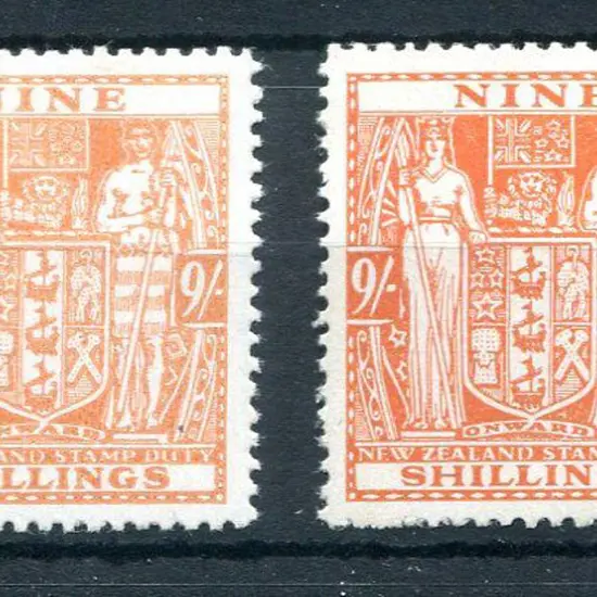 New Zealand 1946/51 9/- brown-orange Arms on ...