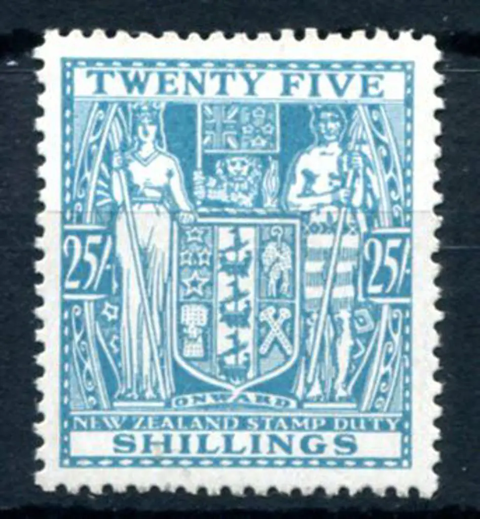 New Zealand 1940/58 25/- greenish-blue Arms. Fine ... Image 1++