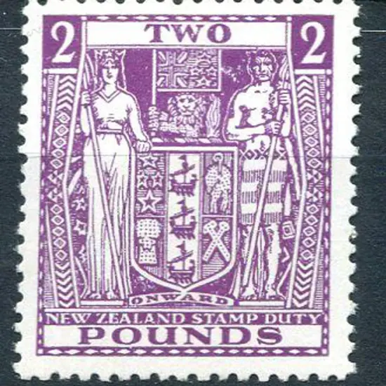 New Zealand 1946 £2 purple Arms on Wiggins Teape ...