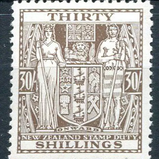 New Zealand 1949 30/- brown Arms on Wiggins Teape ...