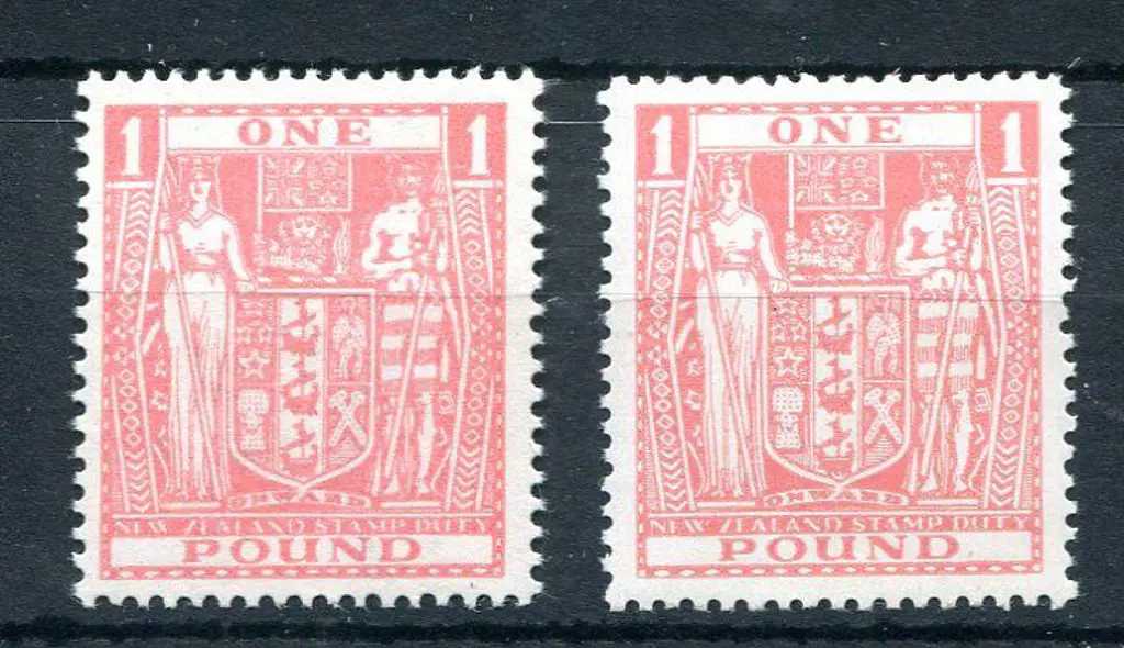 New Zealand 1950 £1 pink Arms on Wiggins Teape ... Image 1++