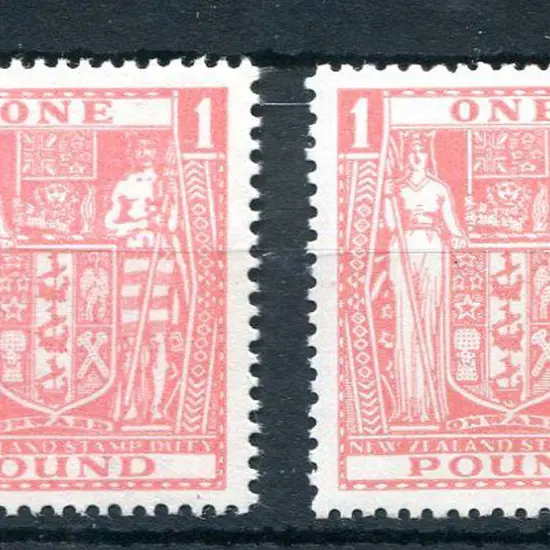 New Zealand 1950 £1 pink Arms on Wiggins Teape ...