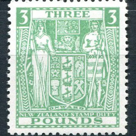 New Zealand 1952 £3 green Arms on Wiggins Teape ...
