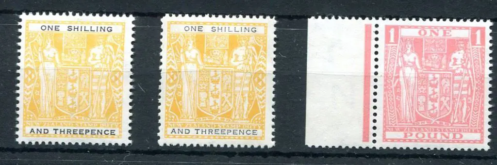 New Zealand 1955/56 1/3d yellow & black Arms on ... Image 1++