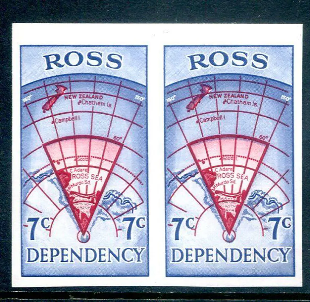 New Zealand - Ross Dependency 1967 7¢ Map imperf ... Image 1++