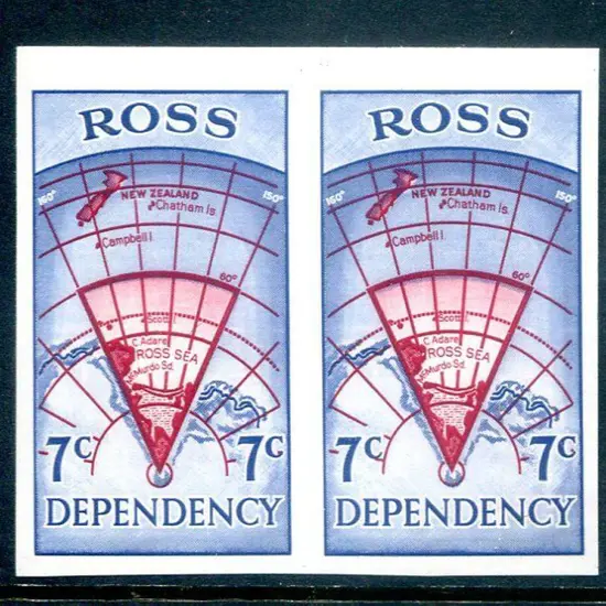 New Zealand - Ross Dependency 1967 7¢ Map imperf ...