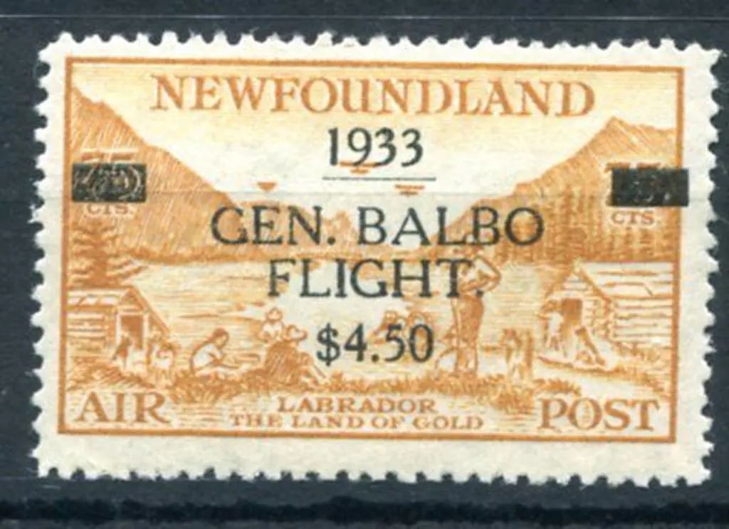 Newfoundland 1933 $4.50 surcharge on 75¢ ... Image 1++