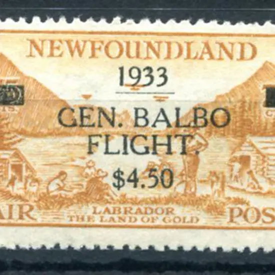 Newfoundland 1933 $4.50 surcharge on 75¢ ...