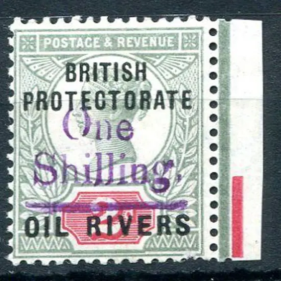 Nigeria-Oil Rivers 1893 "One Shilling" handstamp ...