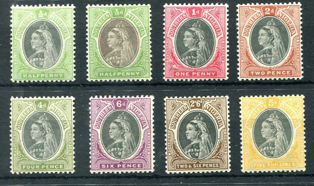 Nigeria-Southern 1901/02 ½d to 5/- QV. Fine MLH. ... Image 1++