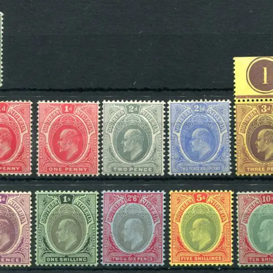 Nigeria-Southern 1907/11 ½d to £1 KEVII MCA wmk ...