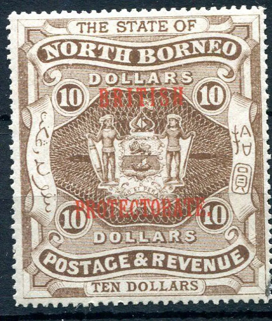 North Borneo 1901/05 $10 brown (SG 86) ovptd ... Image 1++