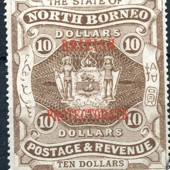 North Borneo 1901/05 $10 brown (SG 86) ovptd ...