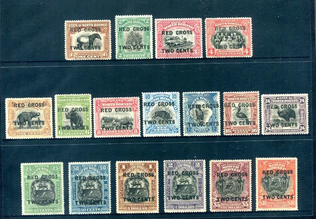 North Borneo 1918 1¢ "RED CROSS + TWO CENTS" ... Image 1++
