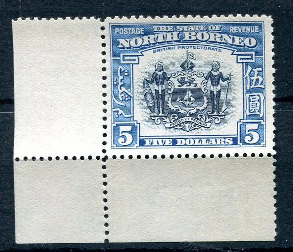 North Borneo 1939 $5 indigo & pale blue. Lower ... Image 1++