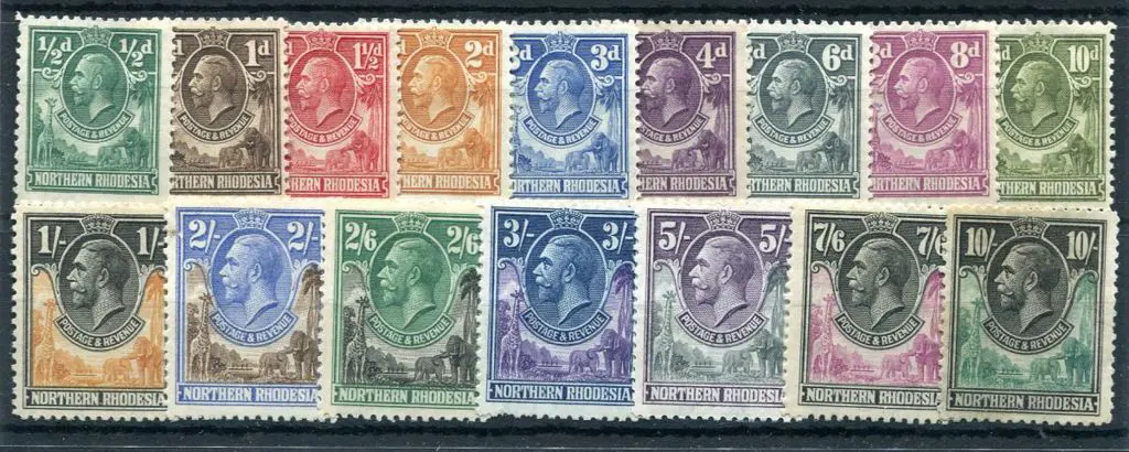 Northern Rhodesia 1925/29 ½d to 10/- KGV, the ... Image 1++