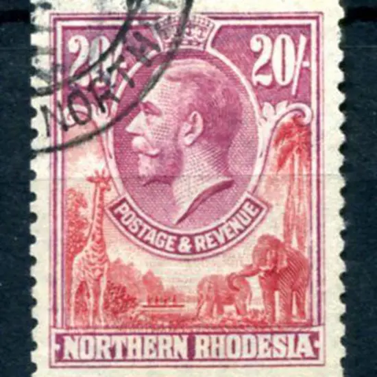 Northern Rhodesia 1925/29 20/- carmine & rose ...