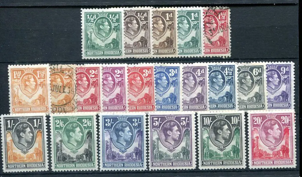 Northern Rhodesia 1938/52 KEVI defins to 20/-. Low ... Image 1++