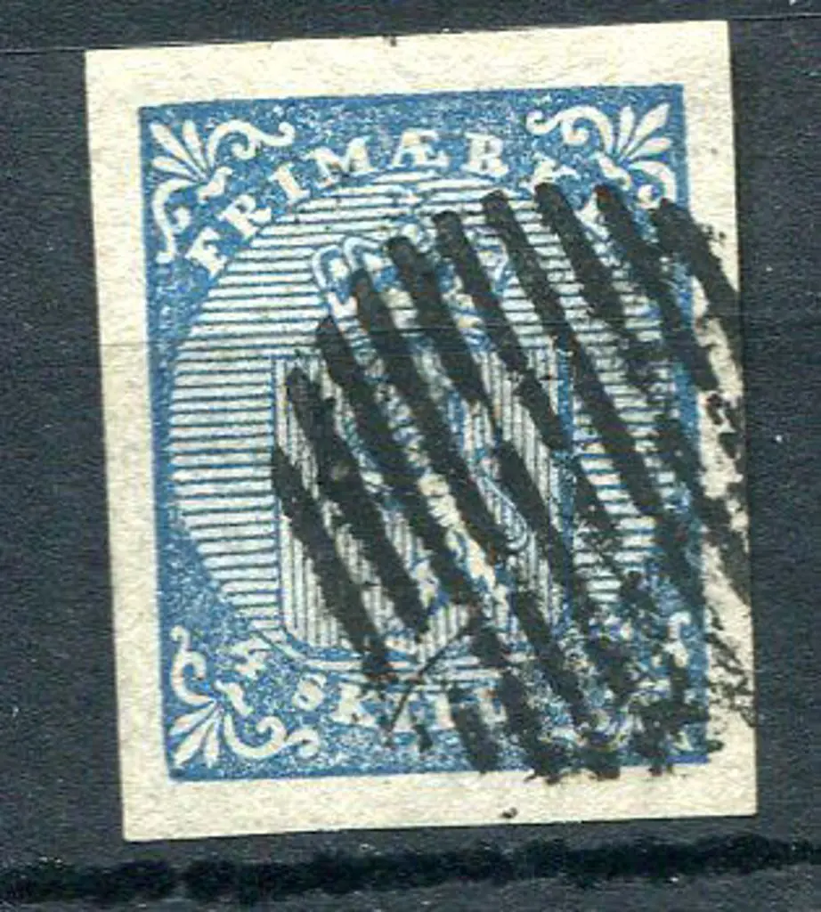 Norway 1855 4sk blue "lion" with 4 jumbo margins & ... Image 1++