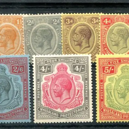 Nyasaland 1921/33 ½d to 10/- KGV with script wmk. ...