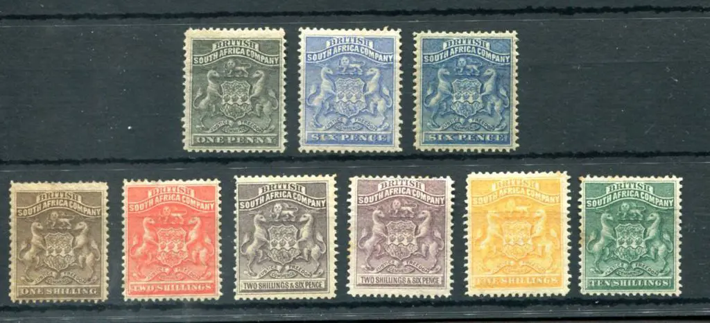 Rhodesia 1892/93 Arms set to 10/-. MLH, foxed ... Image 1++