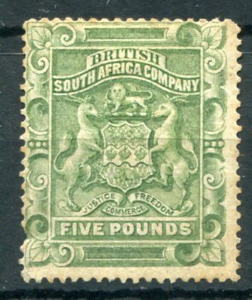 Rhodesia 1892/93 £5 sage green. MLH with tinge of ... Image 1++