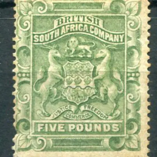 Rhodesia 1892/93 £5 sage green. MLH with tinge of ...