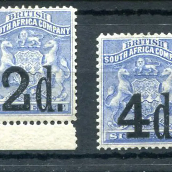 Rhodesia 1892 ½d, 2d, 4d & 8d Large figure ...