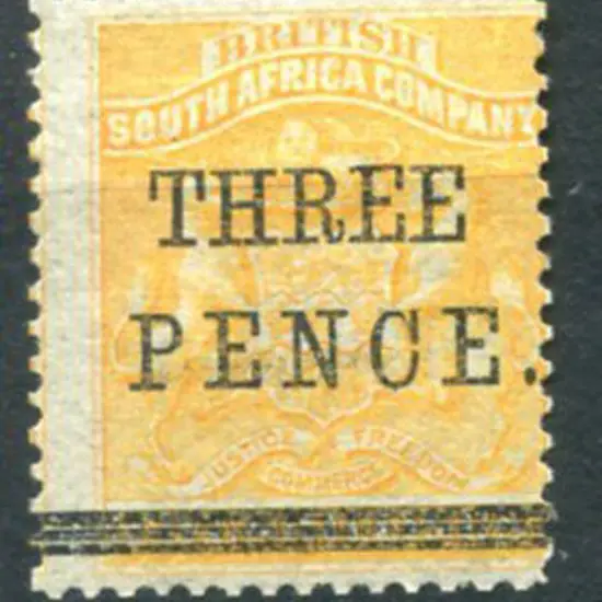 Rhodesia 1896 "THREE PENCE" on 5/- Matabele ...