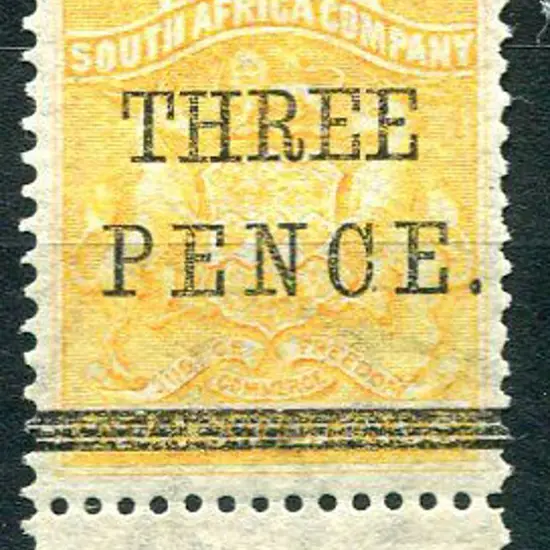 Rhodesia 1896 "THREE PENCE" on 5/- Matabele ...
