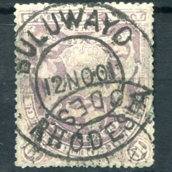 Rhodesia 1898/1908 £10 lilac with clear "Bulawayo" ...