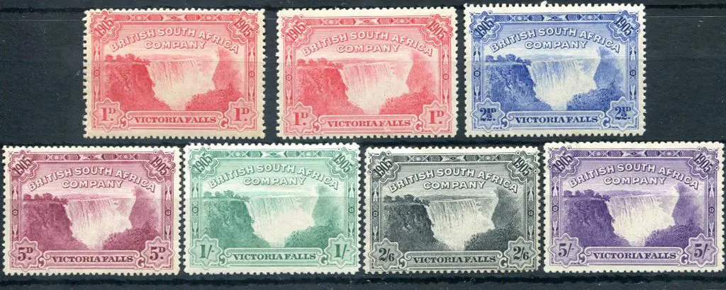 Rhodesia 1905 Victoria Falls set to 5/-, latter ... Image 1++