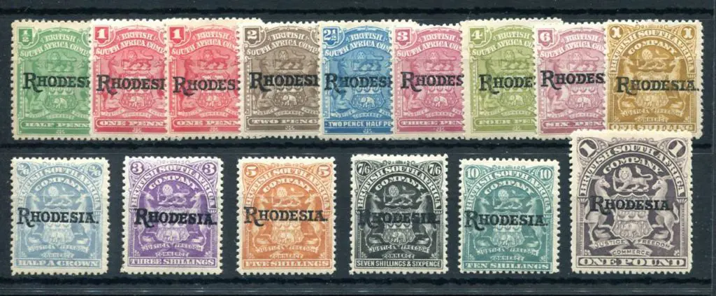 Rhodesia 1909 "RHODESIA." ovpts complete to £1 ... Image 1++