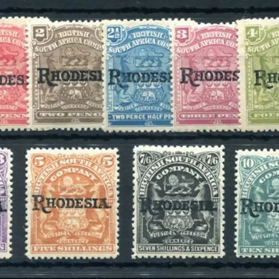 Rhodesia 1909 "RHODESIA." ovpts complete to £1 ...