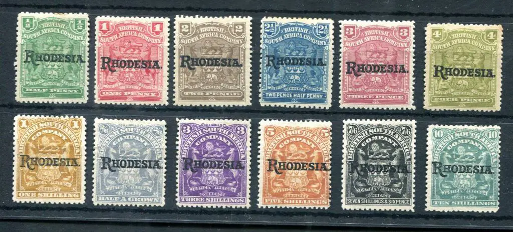 Rhodesia 1909/12 "RHODESIA" ovpts to 10/- (excl ... Image 1++