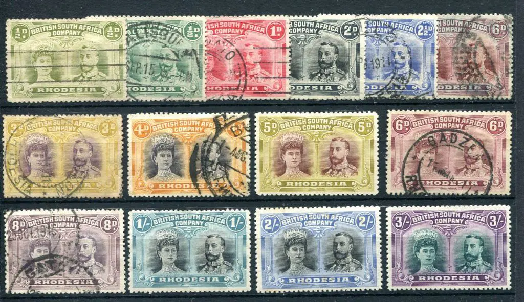 Rhodesia 1910 "Double Heads" group comprising used ... Image 1++