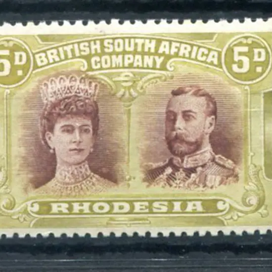 Rhodesia 1910/23 5d lake brown & olive. Fresh MLH. ...