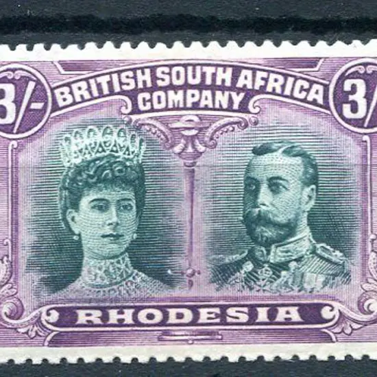 Rhodesia 1910/13 3/- green & violet. Fresh MLH. SG ...