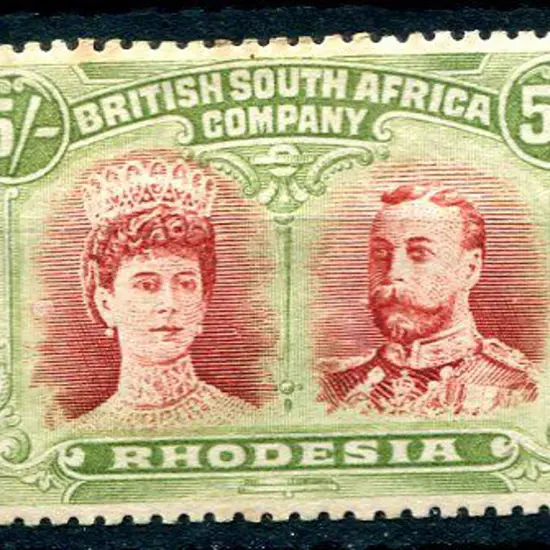Rhodesia 1910/13 5/- crimson & yellow-green, MLH ...
