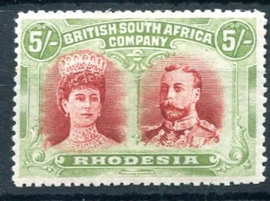 Rhodesia 1910/13 5/- crimson & yellow-green. MLH & ... Image 1++