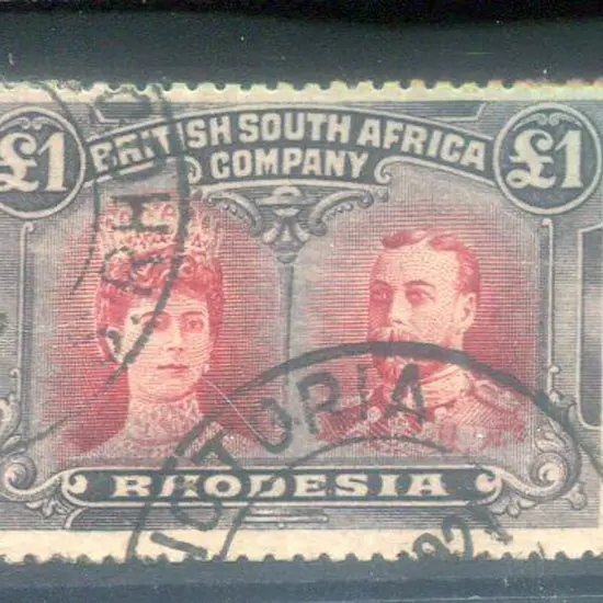 Rhodesia 1910/13 £1 carmine-red & bluish-black. ...