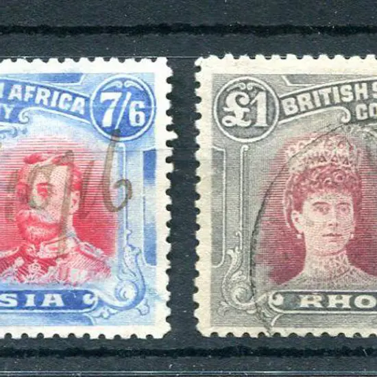 Rhodesia 1910 7/6d carmine & bright blue, perf 14 ...