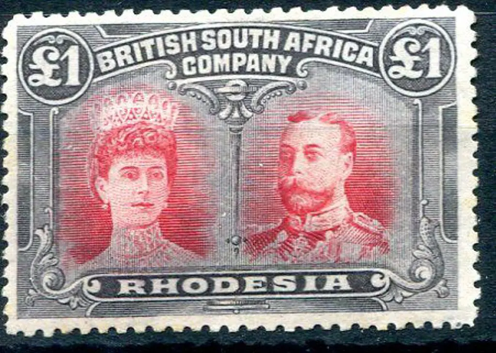 Rhodesia 1910/13 £1 crimson & slate-black perf. 14 ... Image 1++