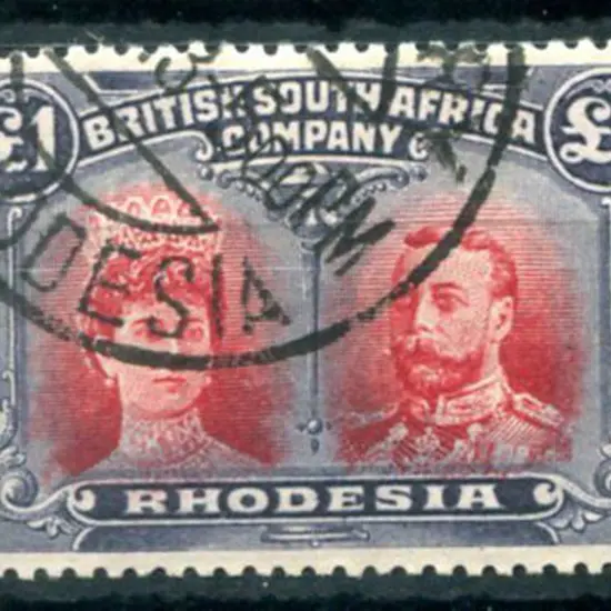 Rhodesia 1910/13 £1 crimson & slate black perf. 14 ...