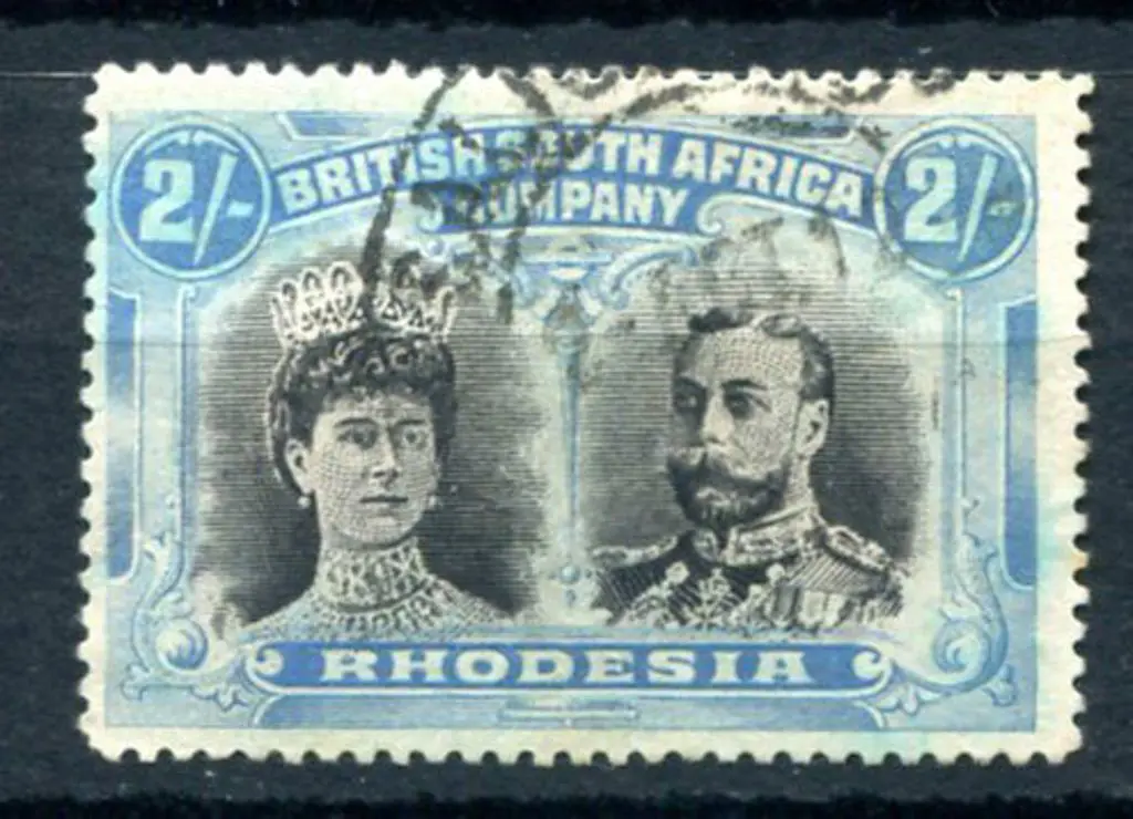 Rhodesia 1910/13 2/6d black & dull blue, perf 15. ... Image 1++